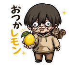不気味かわいい少年 だじゃれ返事のスタンプ