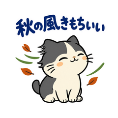 ハチワレ猫の秋・ず〜っと使えるスタンプのメイン画像