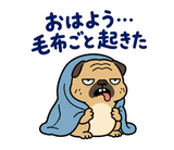 脱力パグの冬のぬくぬくのスタンプ